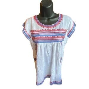 Chicwish Indie White Embroidered Blouse Size Medium